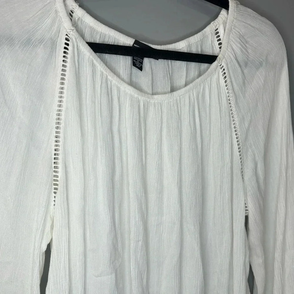 NWT INC International Concepts Boho Crepe Peasant Top White Large - Picture 4 of 6